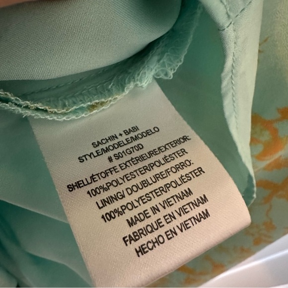 Sachin + Babi Maxi Dress Floral Blue Seafoam Gold Wedding Guest Boho Size 14 - Picture 8 of 8